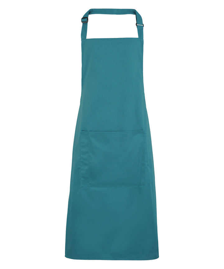 a teal colored apron with a white background